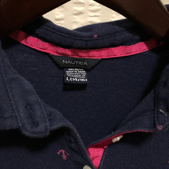 Nautica Navy Dress w/ Drop Waist Pink Anchors - Picture 3 of 3